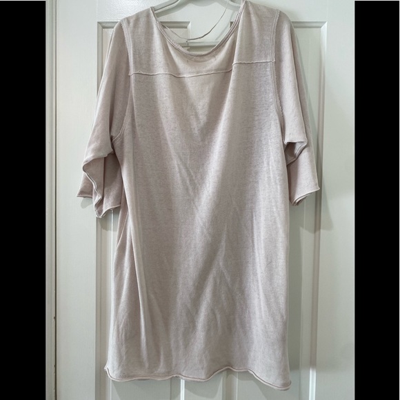 Free People Morgan Henley Top slouchy off shoulder Shirt buttons cream beige L - Picture 11 of 11